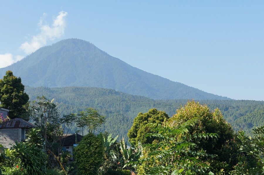 Gunung Agung volcano profile from a Bali viewpoint
