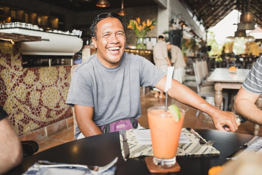 Tropical drink at a Bali cafe, Indonesia