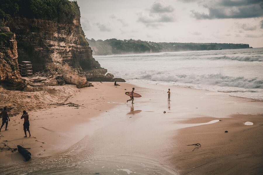 Surfer at Uluwatu Bali on the Bukit peninsula