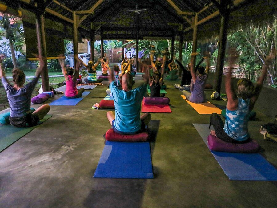 Outdoor yoga session in Amed Bali