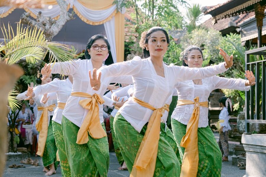 Balinese dancers performing traditional ritual