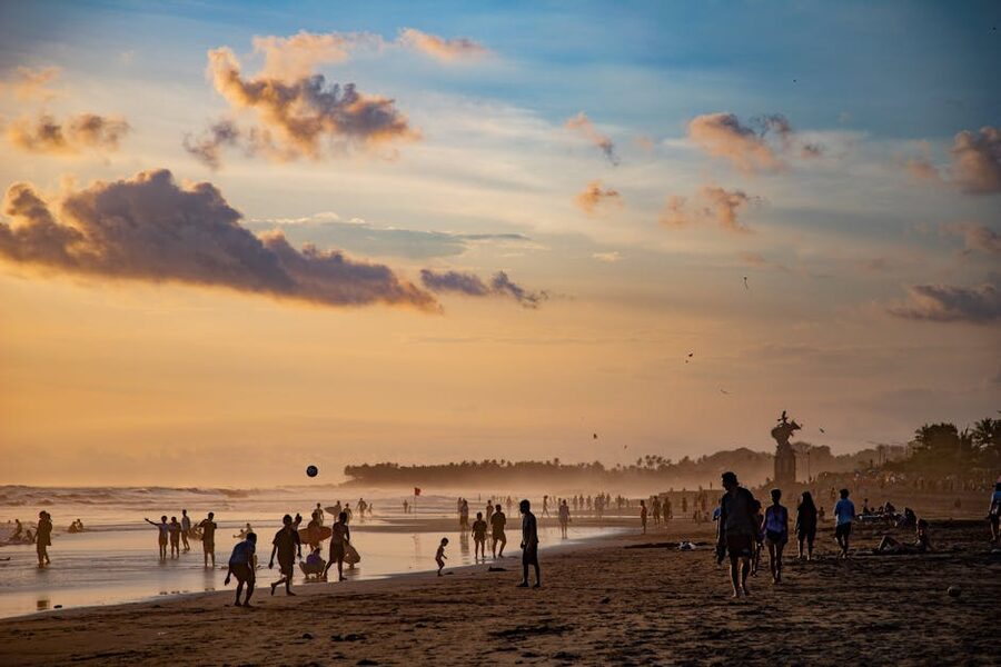 Canggu beach at sunset on day one of a Bali itinerary