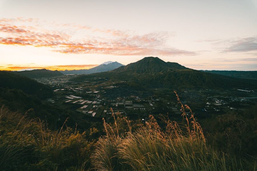 Mount Batur sunrise over Lake Batur Bali