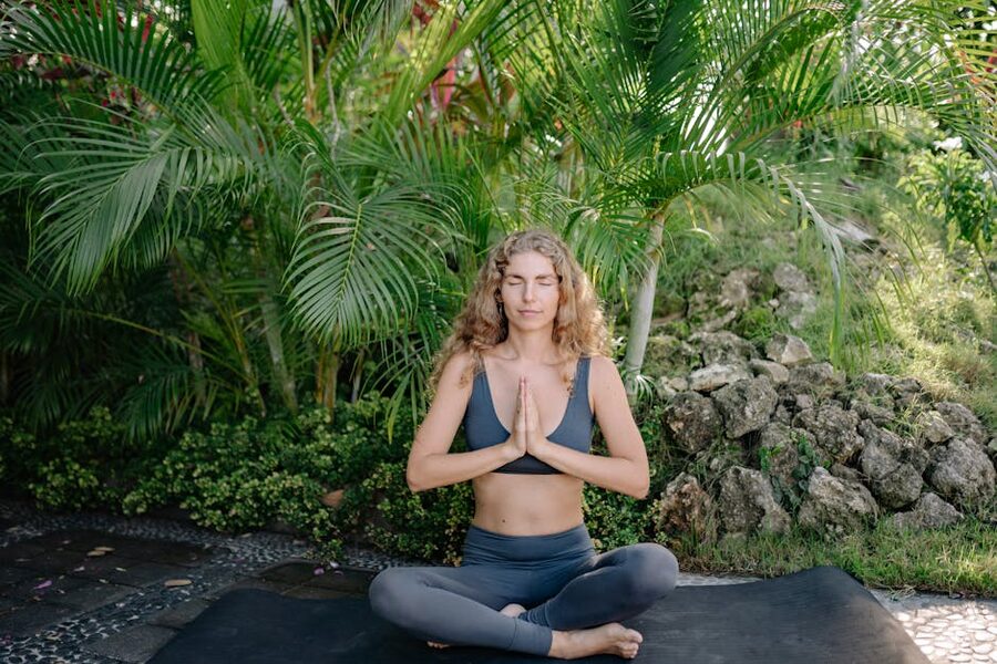 Morning yoga session in Bali