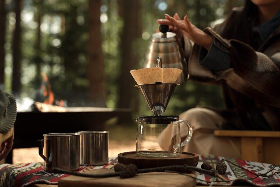 Hand brewing coffee with a pour-over method