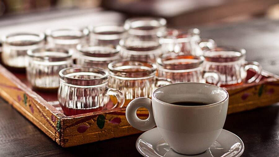 Kopi luwak coffee samples at a Bali coffee plantation