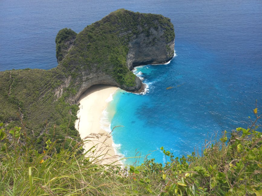 Aerial view of Kelingking Beach on Nusa Penida