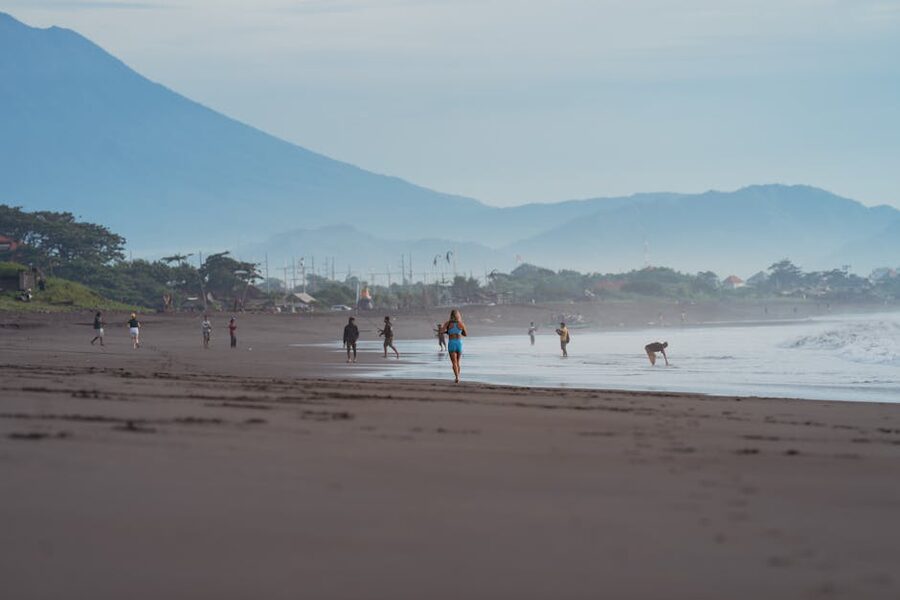 People walking along the Sanur beach path, Bali