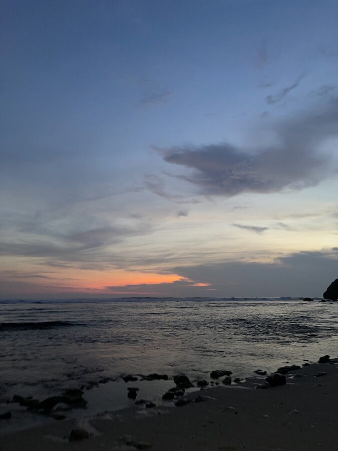 Pura Geger temple at Geger Beach in Nusa Dua Bali at sunset