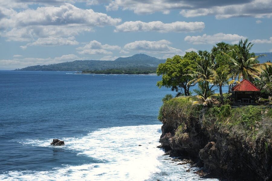 Tropical cliffside view over the Bali coast
