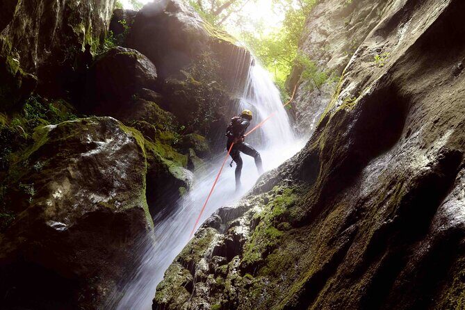 5Hrs Advanced Canyoning (50m) 12 Rappels (Pickup, Lunch & GoPro) - Key highlights
