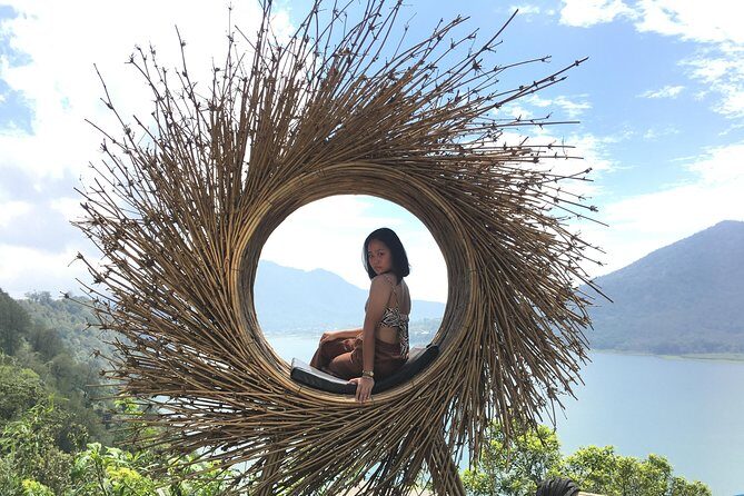 Bali Beautiful Insta with Real Bali Swing - Handara Iconic Gate: a quick selfie with big mountain backdrop