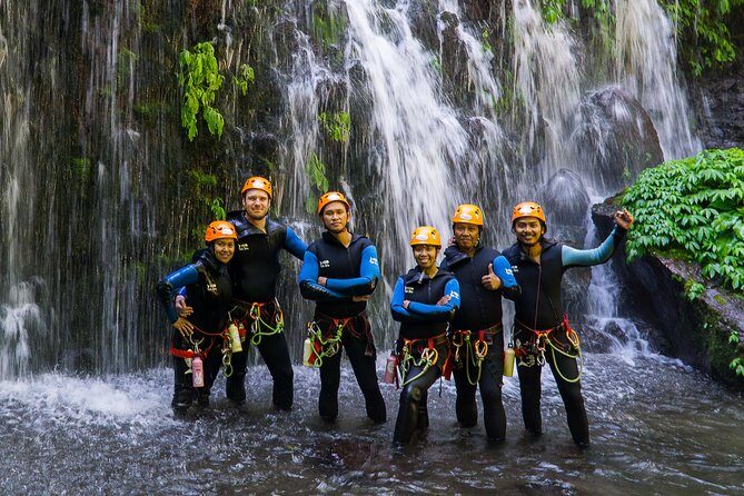 Beginner Canyoning trip in bali "Banyuwana canyon" - The training phase: lanyard, abseil, and canyon hand signals