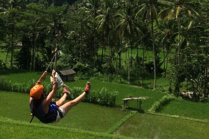 BMW Bali Rafting + Flying Fox at Telaga Waja River (LESS STAIRS) - Your first thrill: the flying fox/zipline to the start point