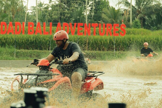 Ubud ATV Ride through River Jungle Rice Fields Puddles - The first big thrill: ATV time through jungle trails and rice fields