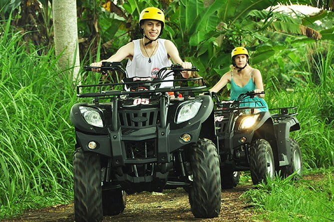 Ubud ATV Ride with Waterfall, Dragon Cave & Lunch – 2 Hours - Rice Paddies and Culture Stops: World Ball Statue and Cliff Reliefs